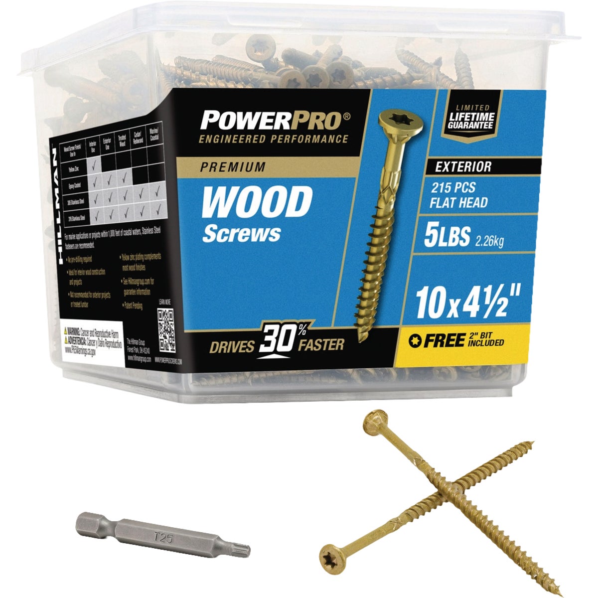 Hillman PowerPro #10 x 4-1/2 In. Premium Exterior Wood Screw (215-Count) Image 1