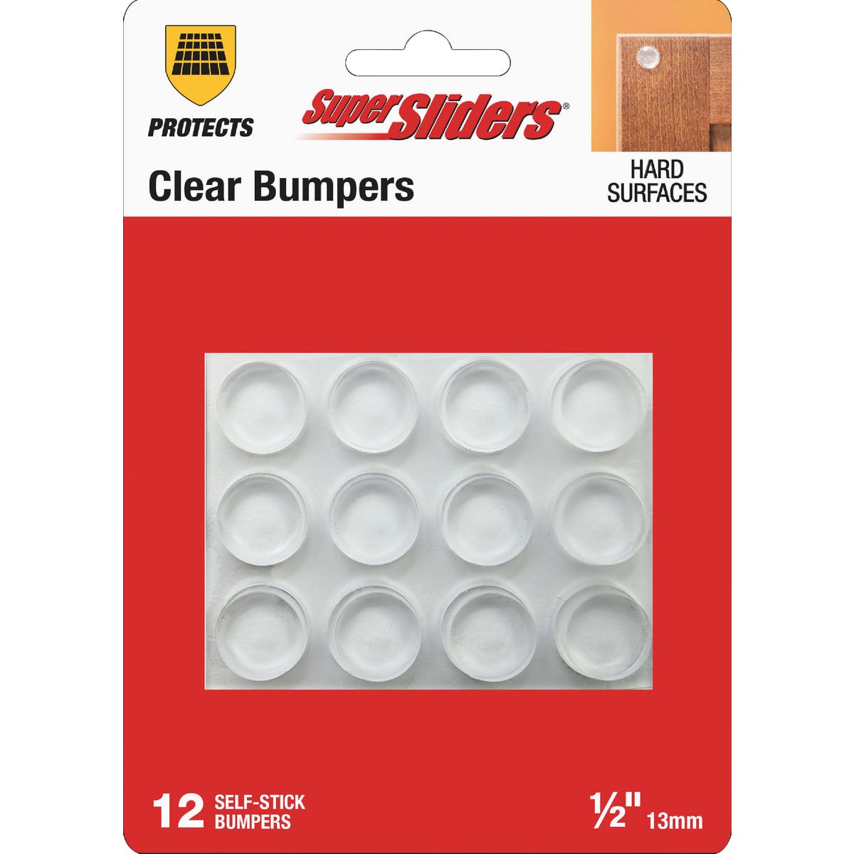 Super Sliders 1/2 In. Clear Round Furniture Wall Bumper (12-Pack)