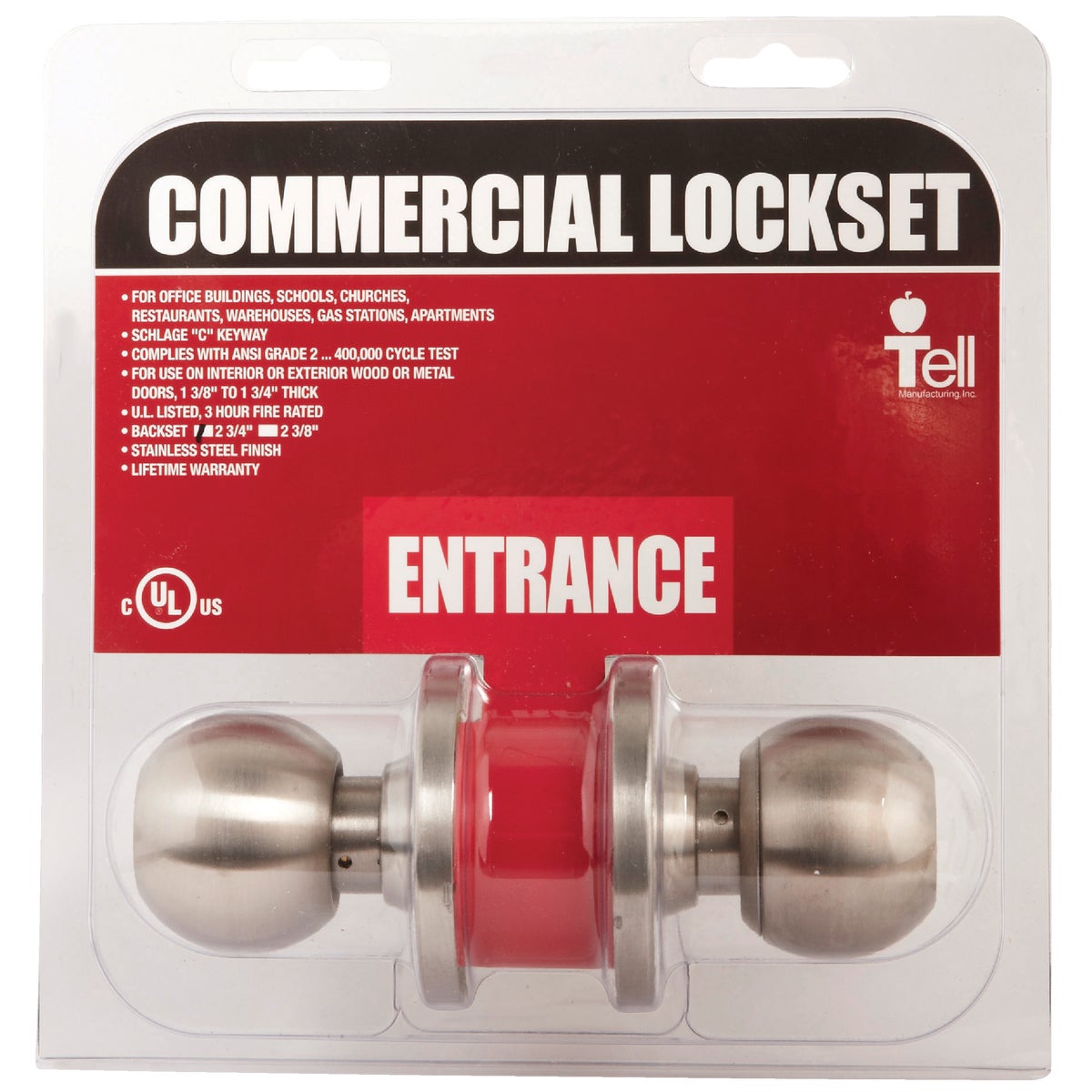 Tell Satin Stainless Steel Entry Door Knob  Image 2