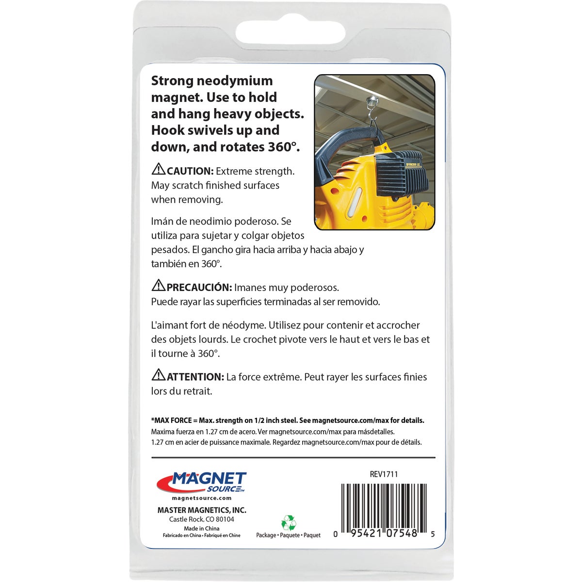 Magnet Source Super Blue 65 Lb. Swinging Magnetic Hook Image 4