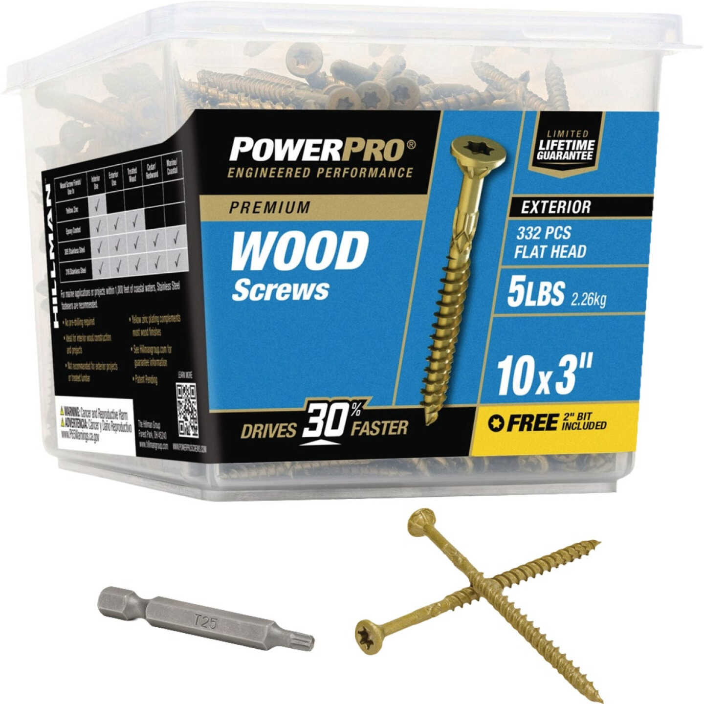 Hillman PowerPro #10 x 3 In. Premium Exterior Wood Screw (332-Count) Image 1
