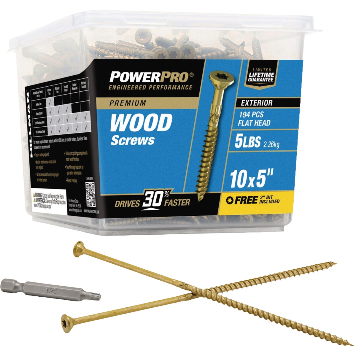 Hillman PowerPro #10 x 5 In. Premium Exterior Wood Screw (194-Count) Image 1
