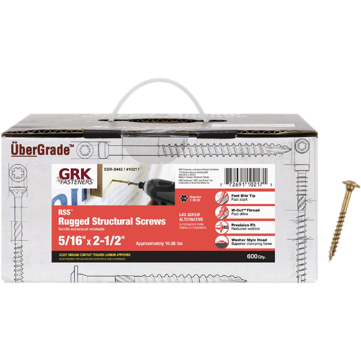 GRK RSS Rugged 5/16 In. x 2-1/2 In. Star Drive Washer-Head Structure Screw (600-Count) Image 1