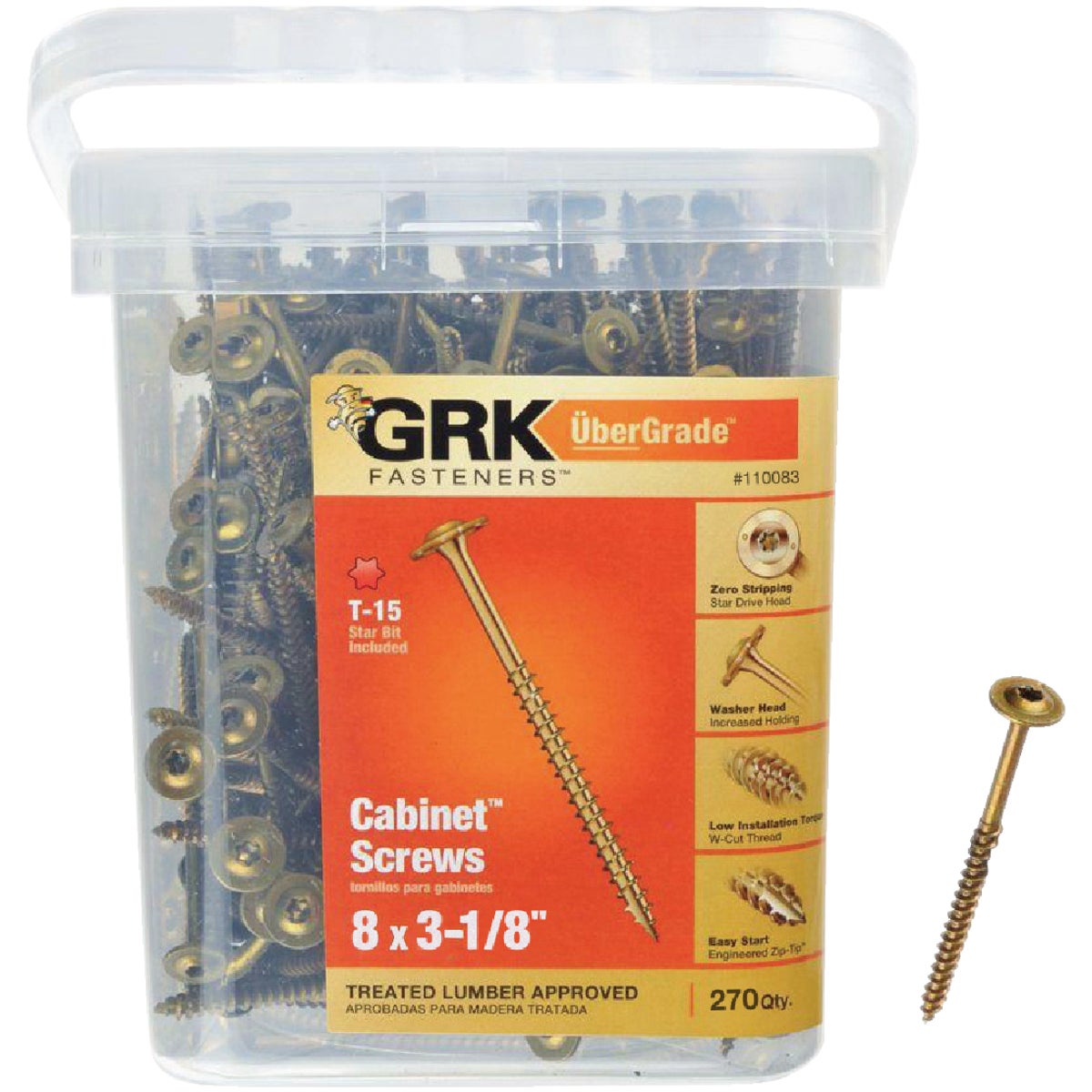 GRK #8 x 3-1/8 In. Star Drive Cabinet Screw (270-Count) Image 1