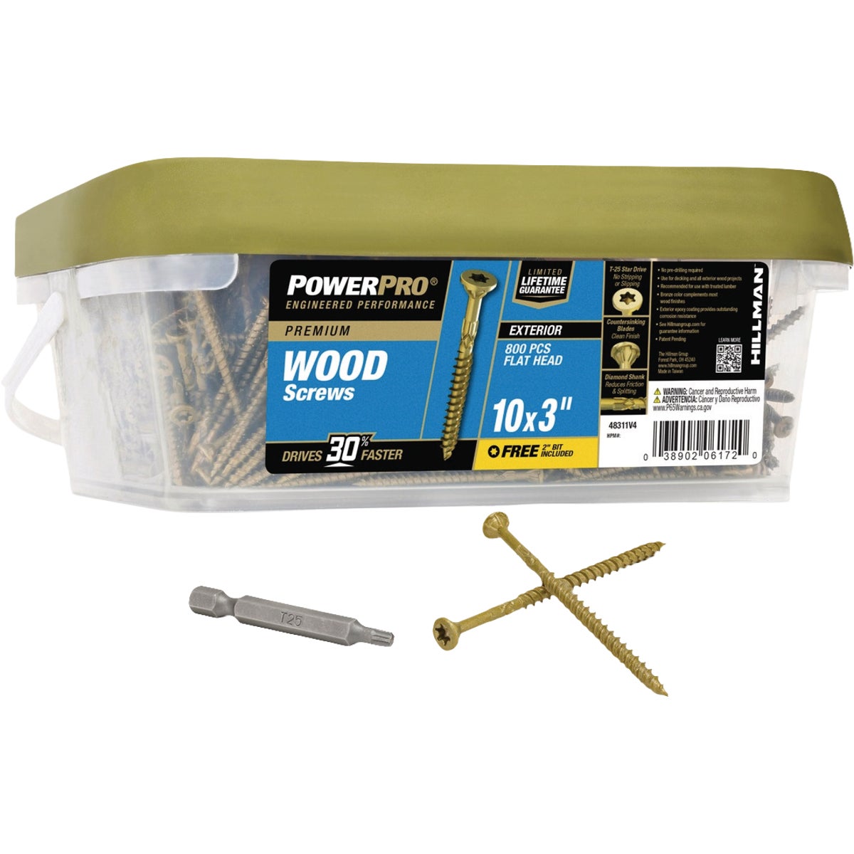 Hillman PowerPro #10 x 3 In. Premium Exterior Wood Screw (800-Count) Image 1