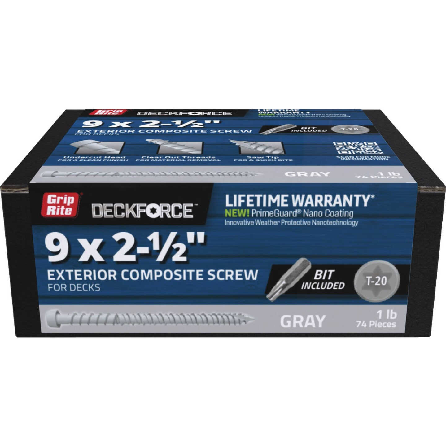 Grip-Rite DeckForce 2-1/2 In. Composite Harbor Gray Deck Screw (1 Lb.) Image 1