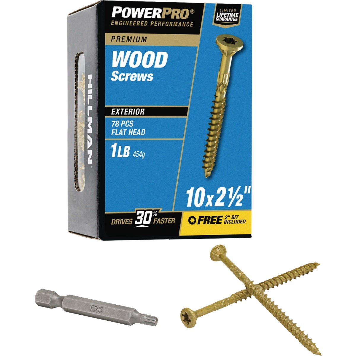Hillman PowerPro #10 x 2-1/2 In. Premium Exterior Wood Screw (78-Count)