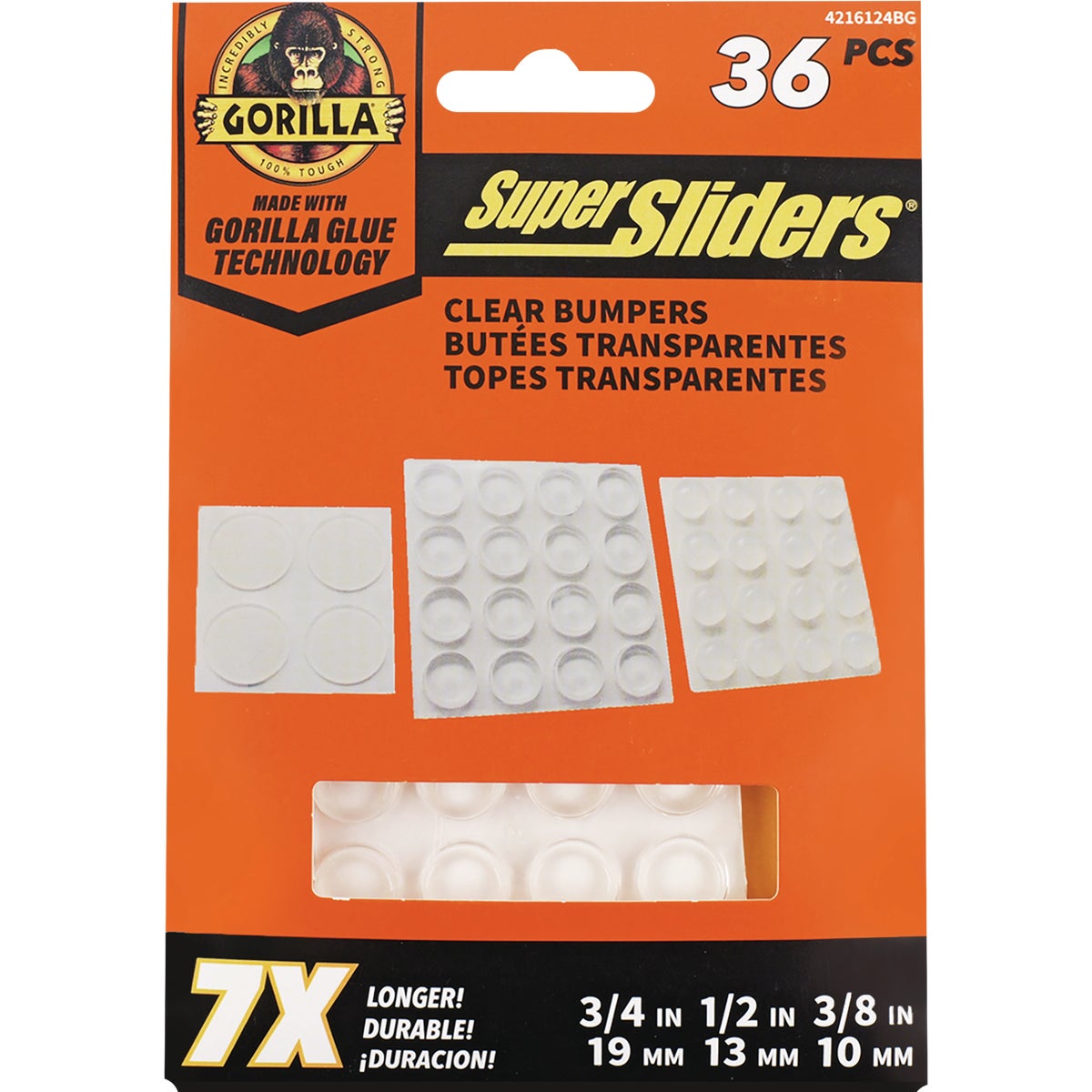 Super Sliders Gorilla Glue Clear Round Furniture/Wall Bumpers (36-Count)