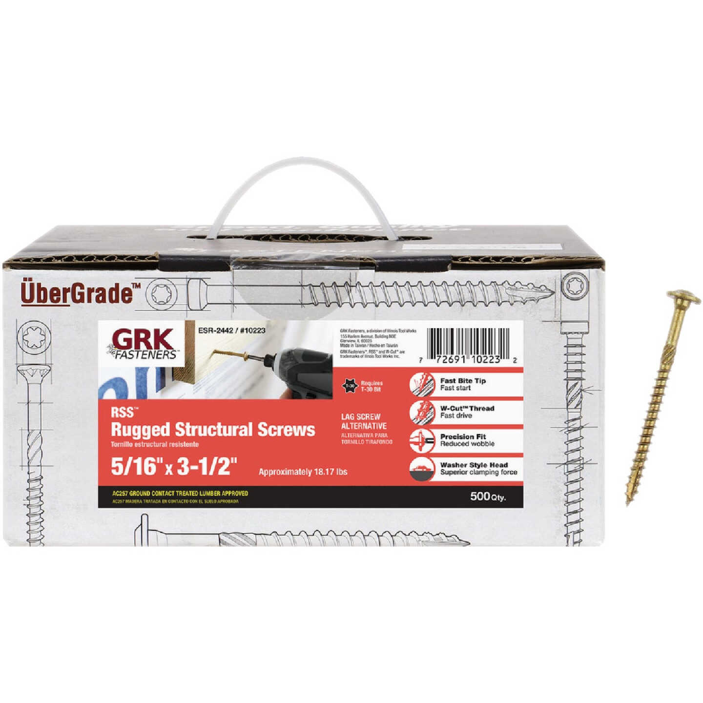 GRK RSS Rugged 5/16 In. x 3-1/2 In. Star Drive Washer-Head Structure Screw (500-Count) Image 1