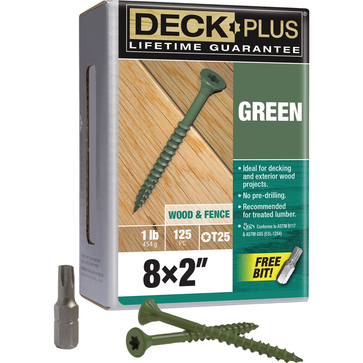 Hillman Deck Plus #8 x 2 In. Green Deck Screw (125-Count) Image 1