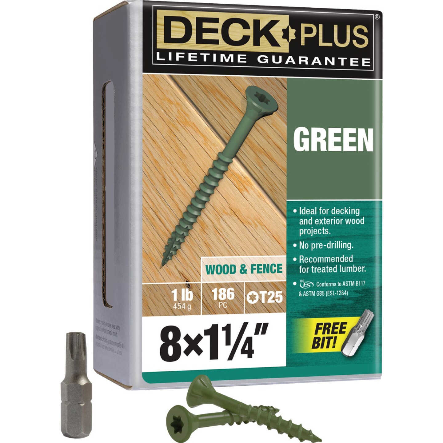 Hillman Deck Plus #8 x 1-1/4 In. Green Deck Screw (186-Count) Image 1