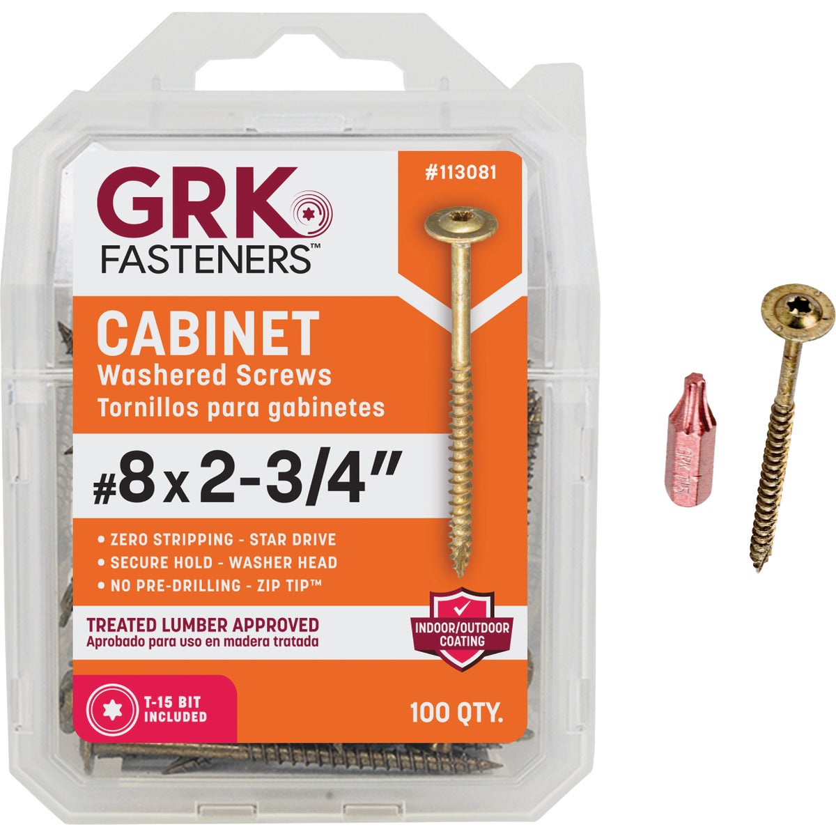 GRK #8 x 2-3/4 In. Star Drive Cabinet Screw (100-Count) Image 1