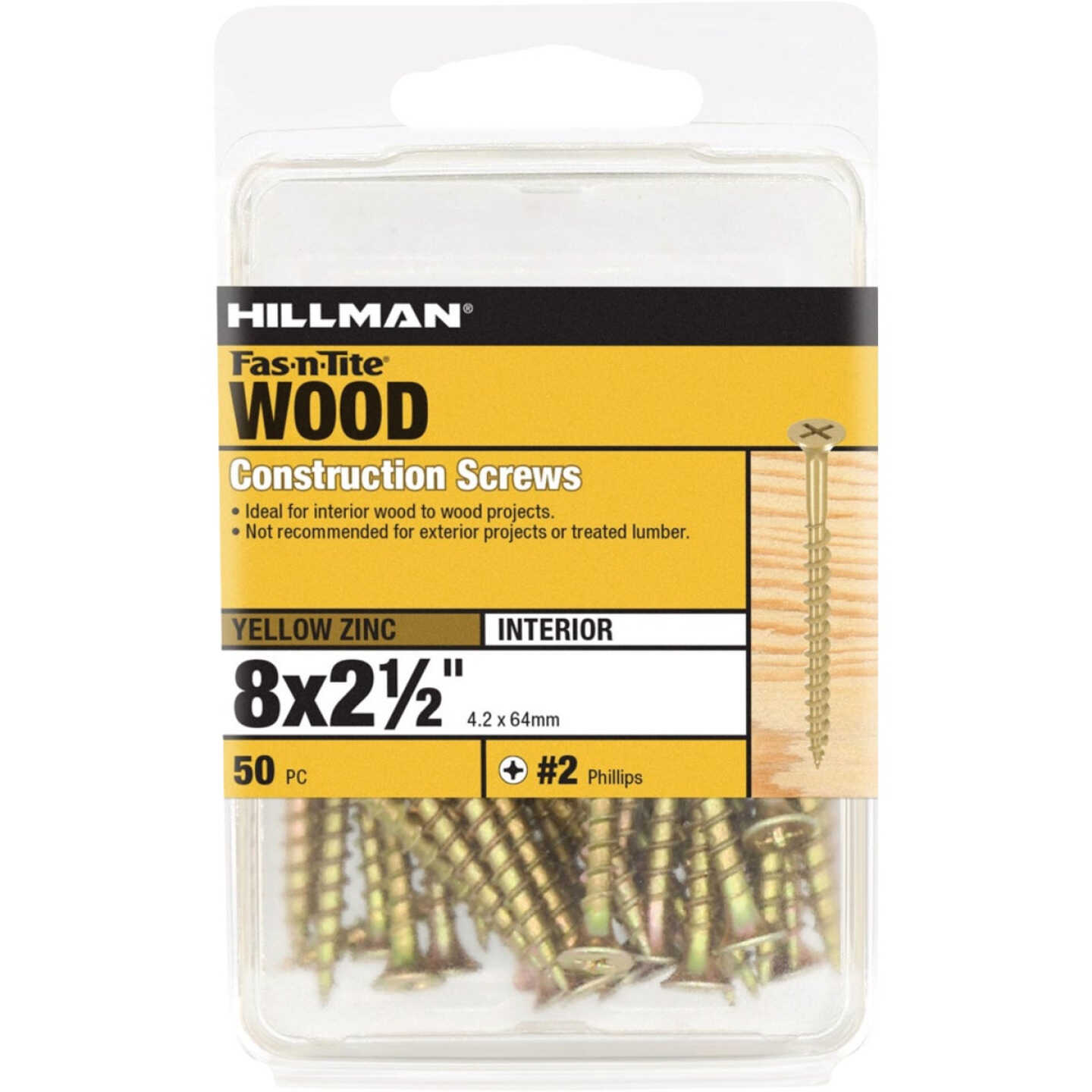 Hillman Fas-n-Tite #8 x 2-1/2 In. Phillips Bugle Head Interior Construction Wood Screw (50-Count) Image 1