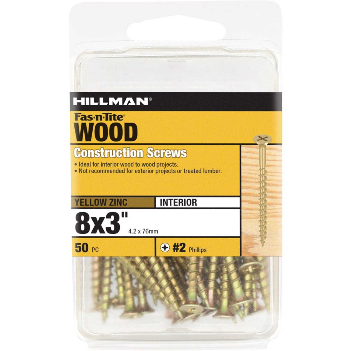 Hillman Fas-n-Tite #8 x 3 In. Phillips Bugle Head Interior Construction Wood Screw (50-Count) Image 1