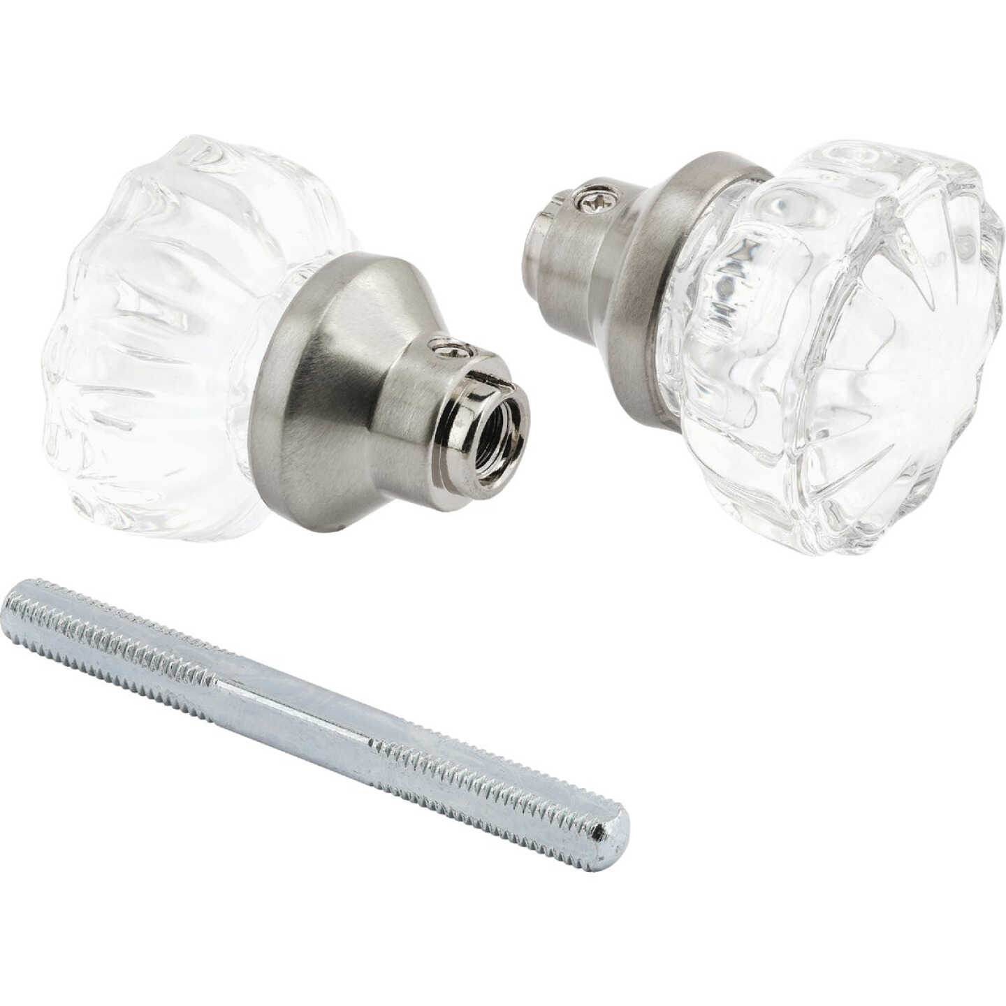 Defender Security 2 In. Satin Nickel Fluted Glass Door Knob Image 1