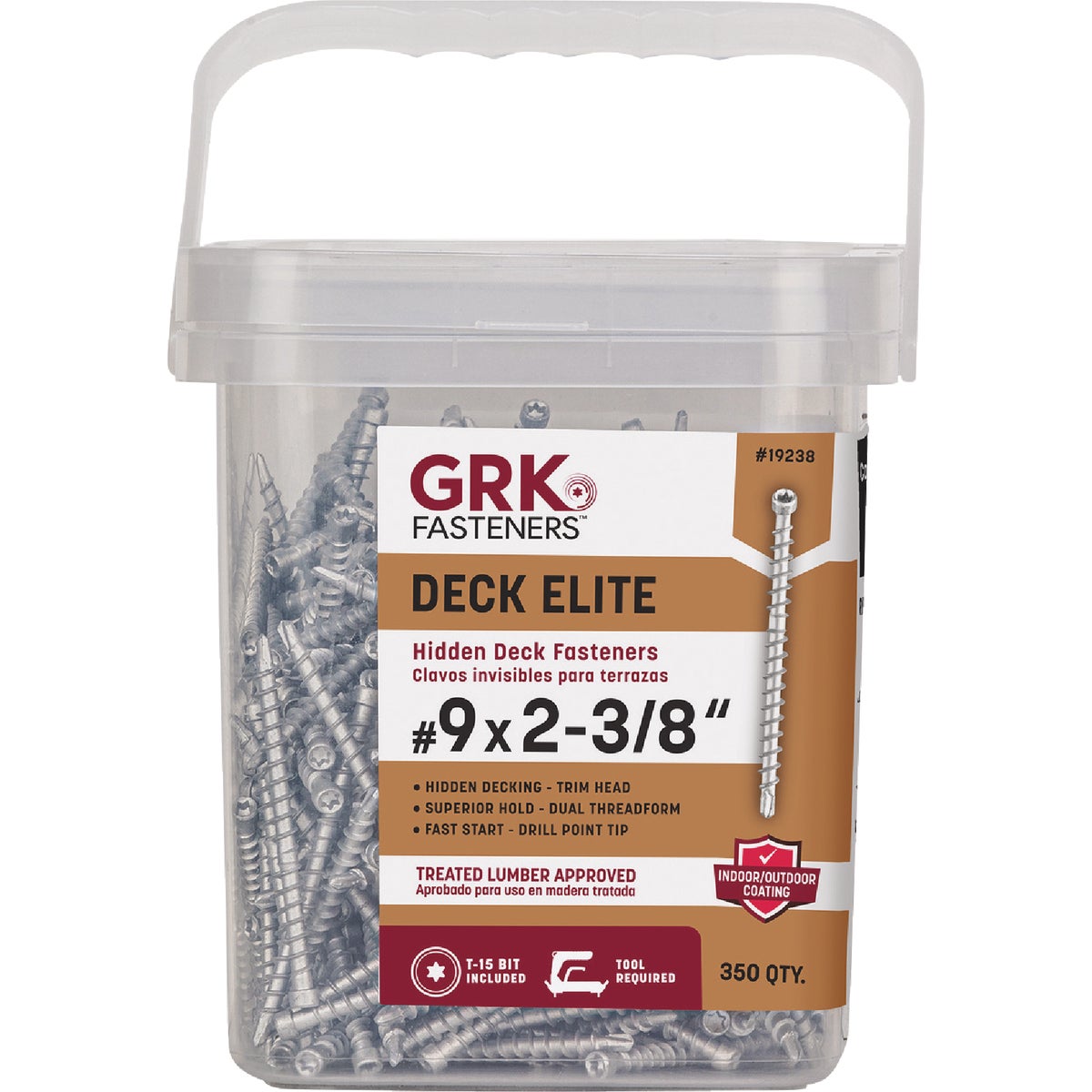 GRK Deck Elite #9 x 2-3/8 In. Star Drive Bugle-Head Hidden Fastener Deck Screw (350-Count) Image 1