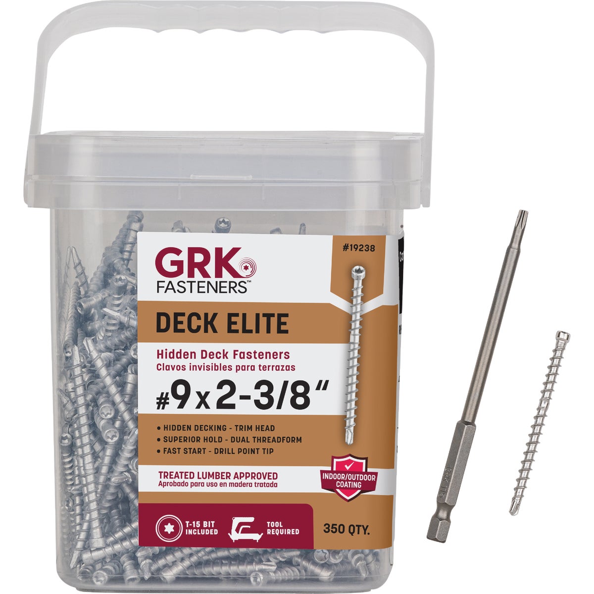 GRK Deck Elite #9 x 2-3/8 In. Star Drive Bugle-Head Hidden Fastener Deck Screw (350-Count) Image 3