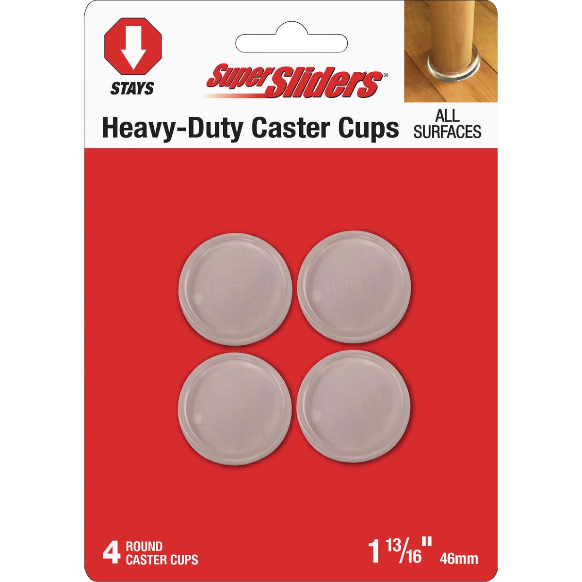 Super Sliders 1-13/16 In. Clear Round Furniture Leg Cup (4-Pack)