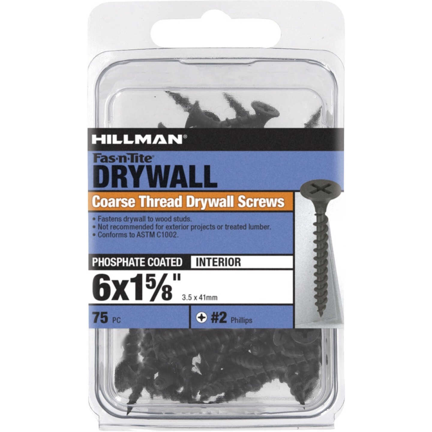 Hillman Fas-N-Tite #6 x 1-5/8 In. Coarse Thread Black Phosphate Drywall Screw (75-Count) Image 2