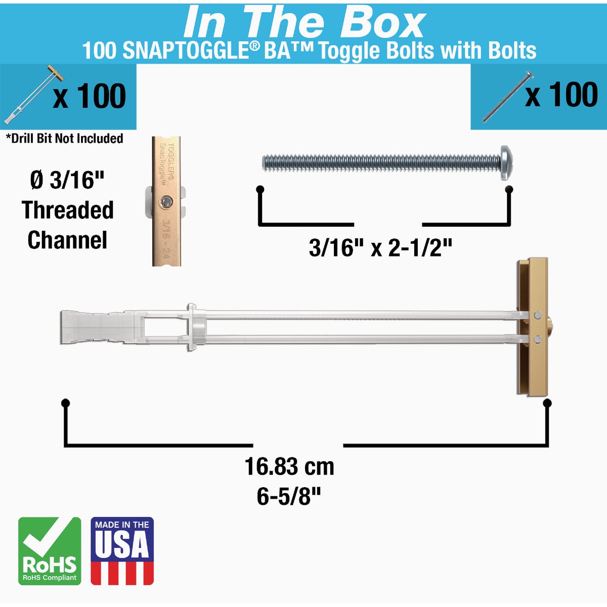 Toggler Snaptoggle 3/16-24 x 2 In. Toggle Bolt (100-Count) Image 2