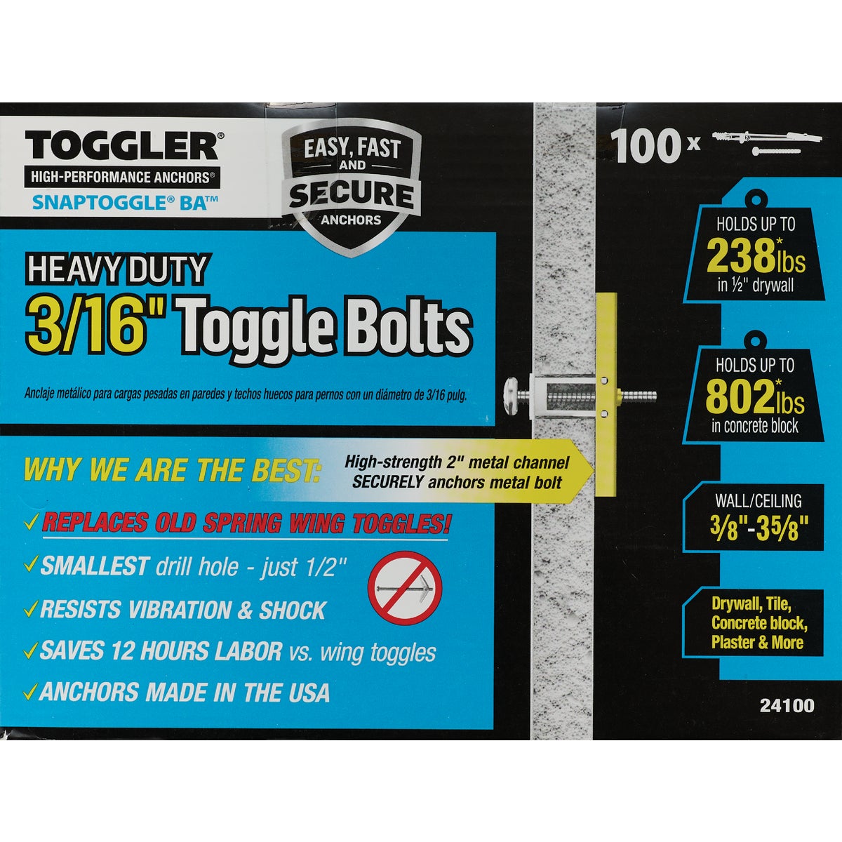 Toggler Snaptoggle 3/16-24 x 2 In. Toggle Bolt (100-Count) Image 7