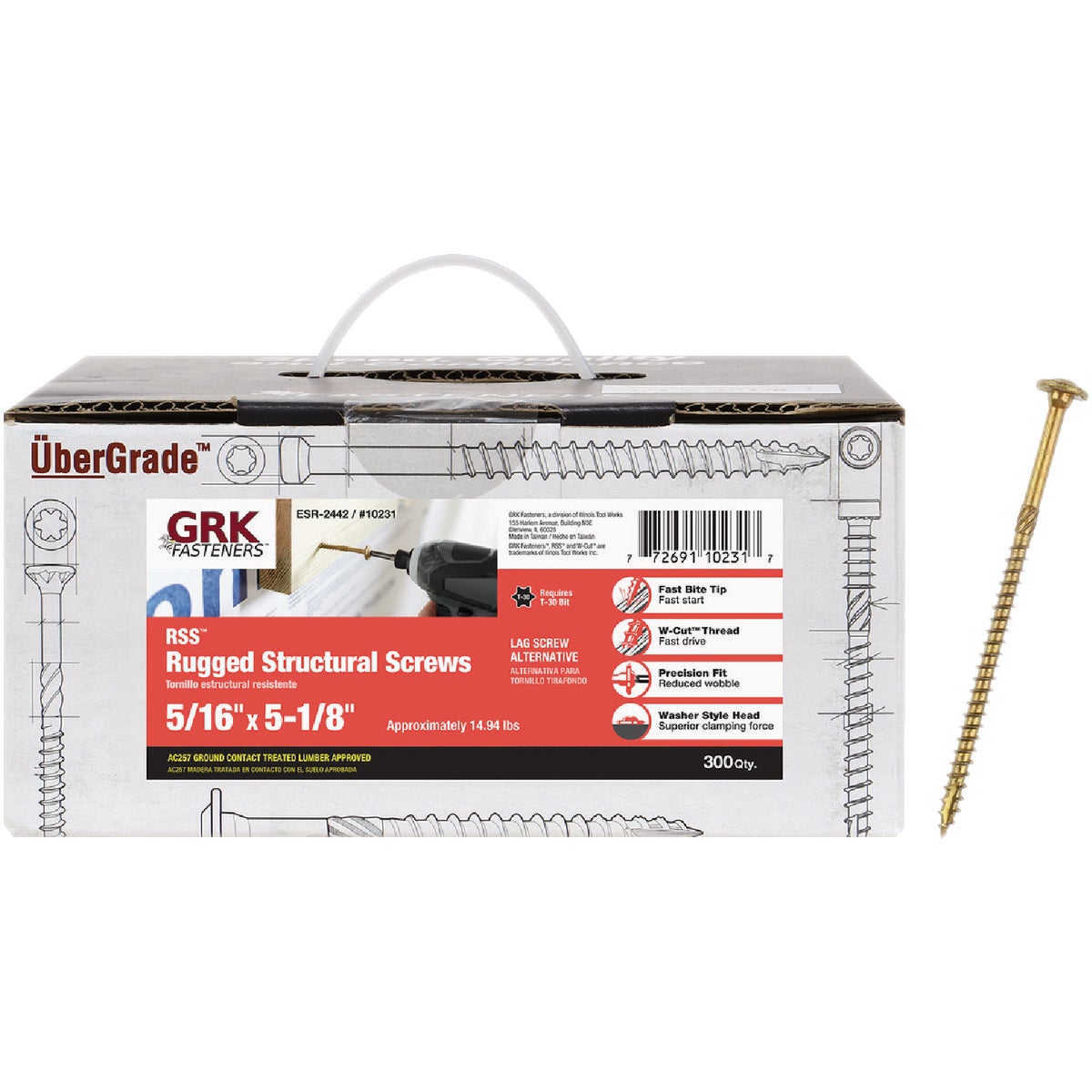 GRK RSS Rugged 5/16 In. x 5-1/8 In. Star Drive Washer-Head Structure Screw (300-Count) Image 1