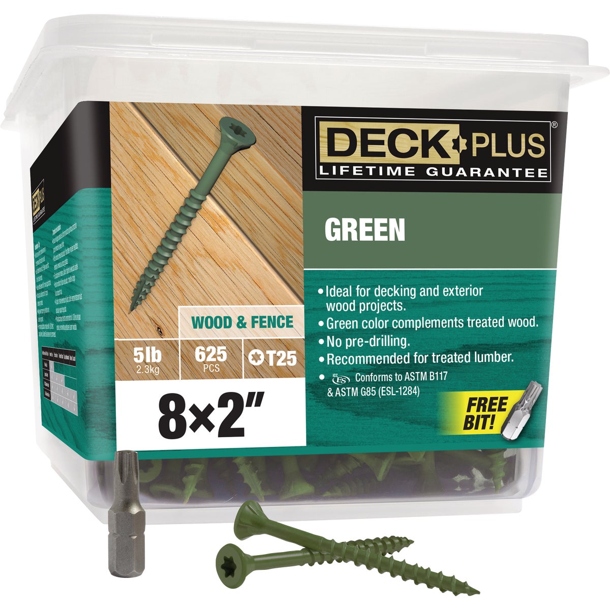 Hillman Deck Plus #8 x 2 In. Green Deck Screw (625-Count)