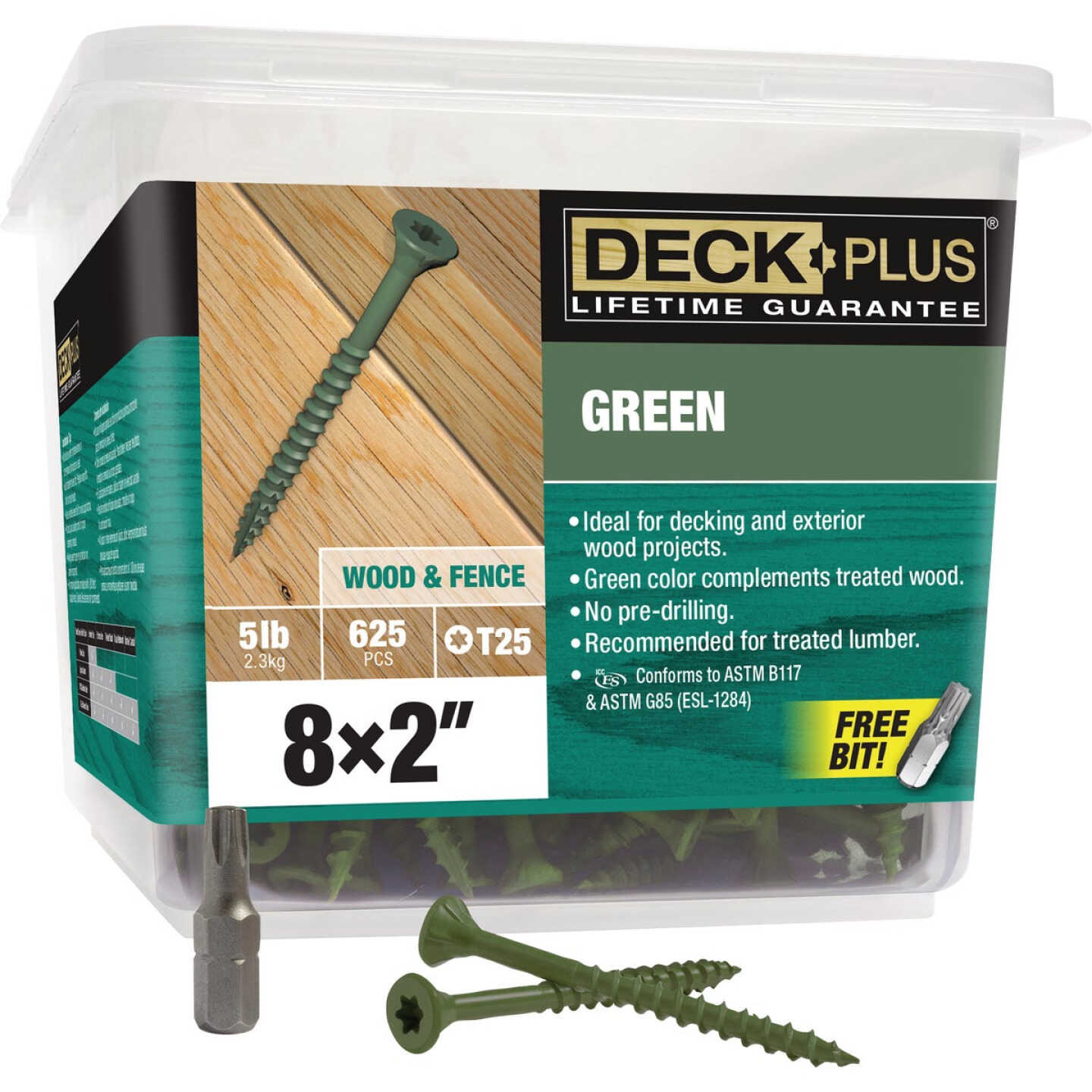 Hillman Deck Plus #8 x 2 In. Green Deck Screw (625-Count) Image 1