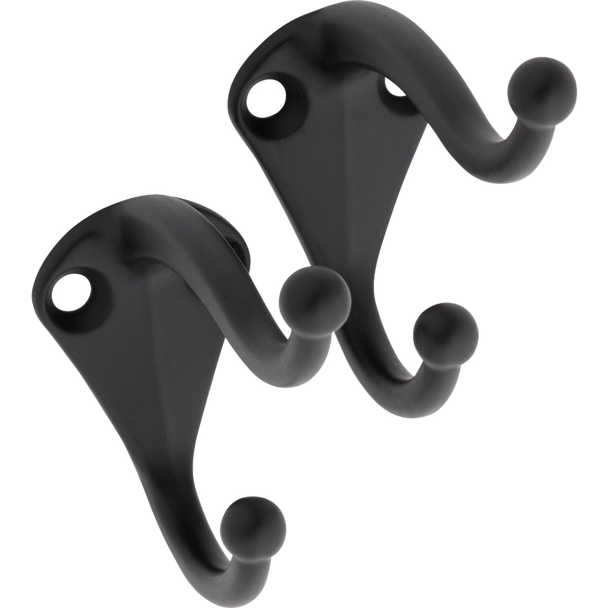National Hardware Matte Black Coat Hook (2-Pack)