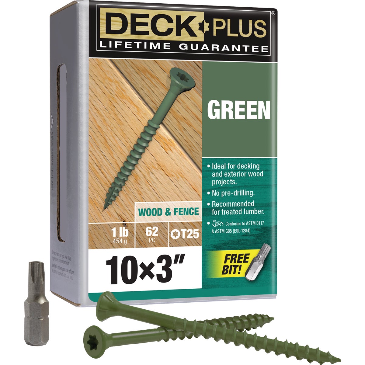 Hillman Deck Plus #10 x 3 In. Green Deck Screw (62-Count) Image 1
