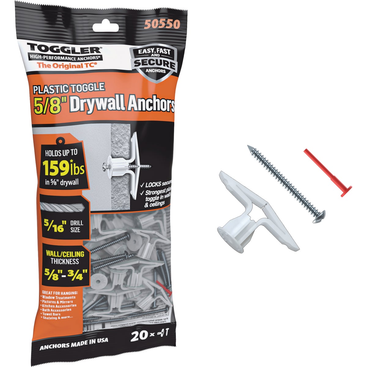 Toggler Snaptoggle #8 x 1-3/4 In. Zinc-Plated Steel Toggle Bolts (20-Count)