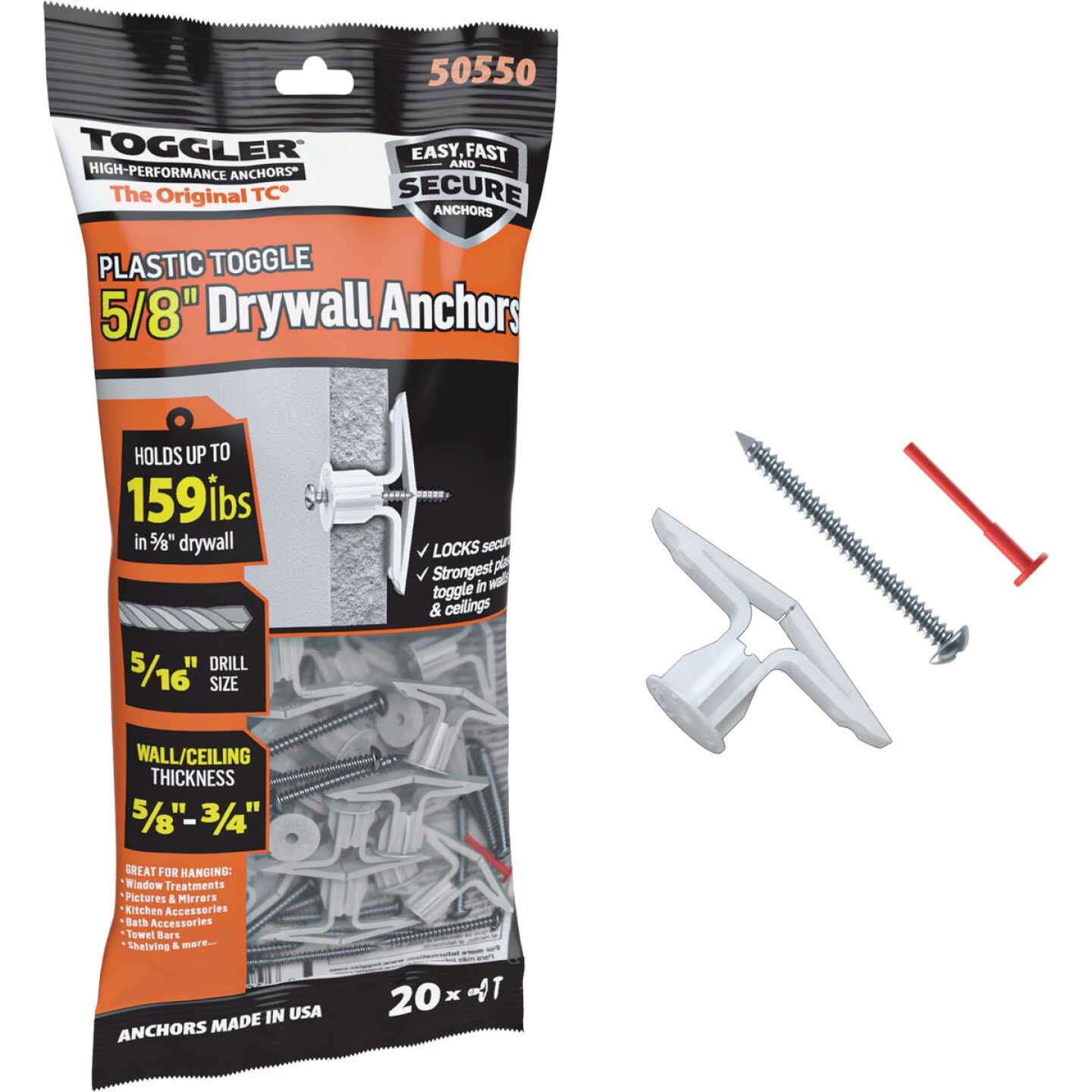 Toggler Snaptoggle #8 x 1-3/4 In. Zinc-Plated Steel Toggle Bolts (20-Count) Image 1