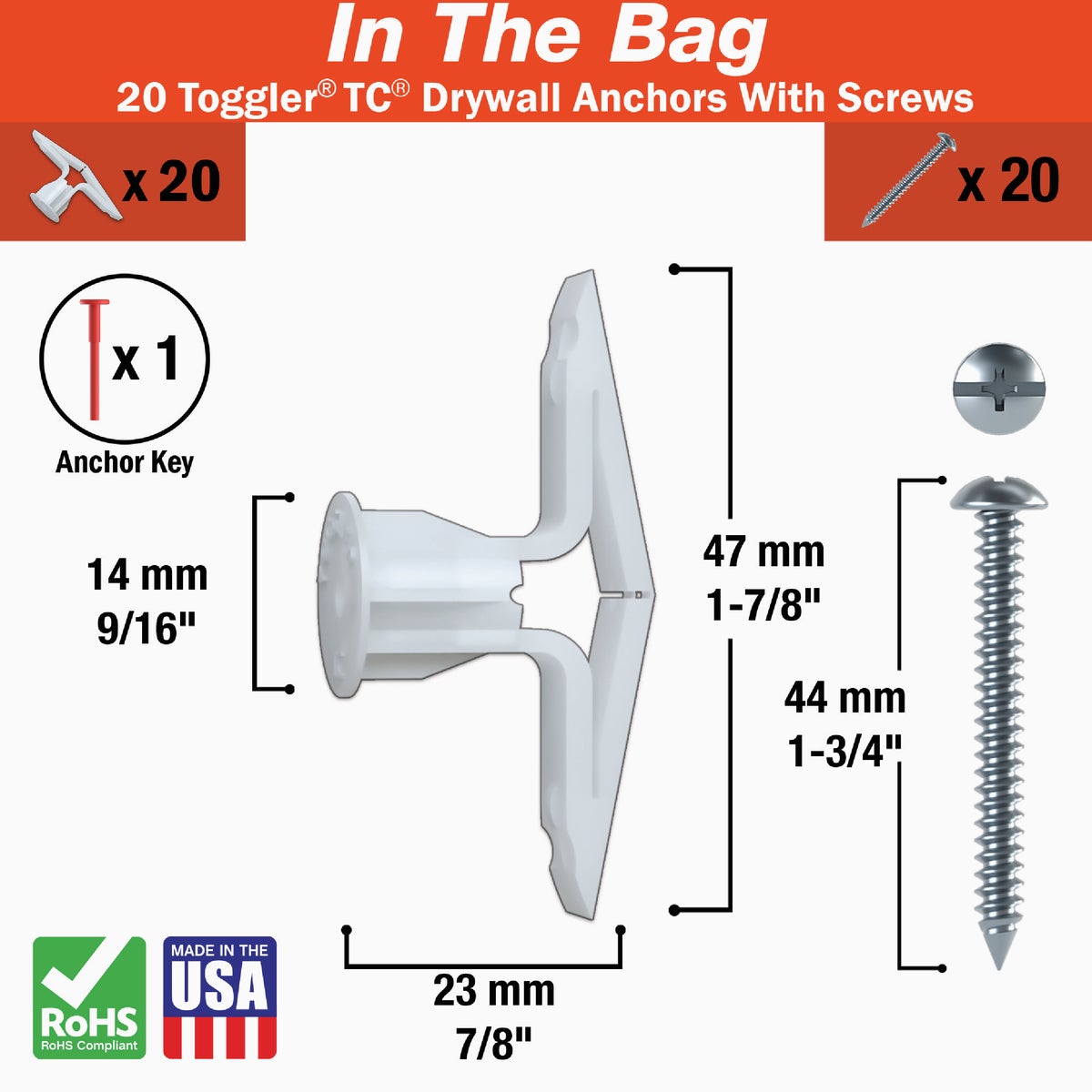 Toggler Snaptoggle #8 x 1-3/4 In. Zinc-Plated Steel Toggle Bolts (20-Count) Image 2