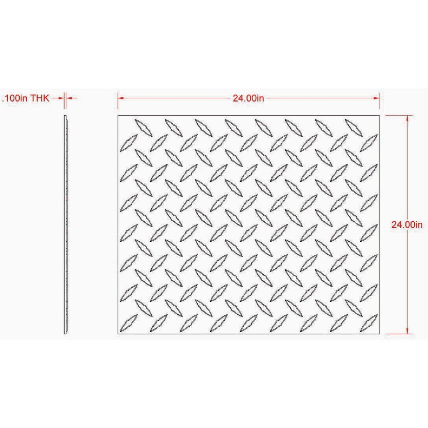 Hillman SteelWorks 0.100 In. x 24 In. x 24 In. Bright Aluminum Tread Plate Image 2