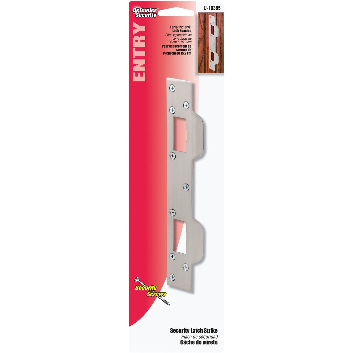 Defender Security 5-1/2 In. Satin Nickel Combination Door Strike Image 2