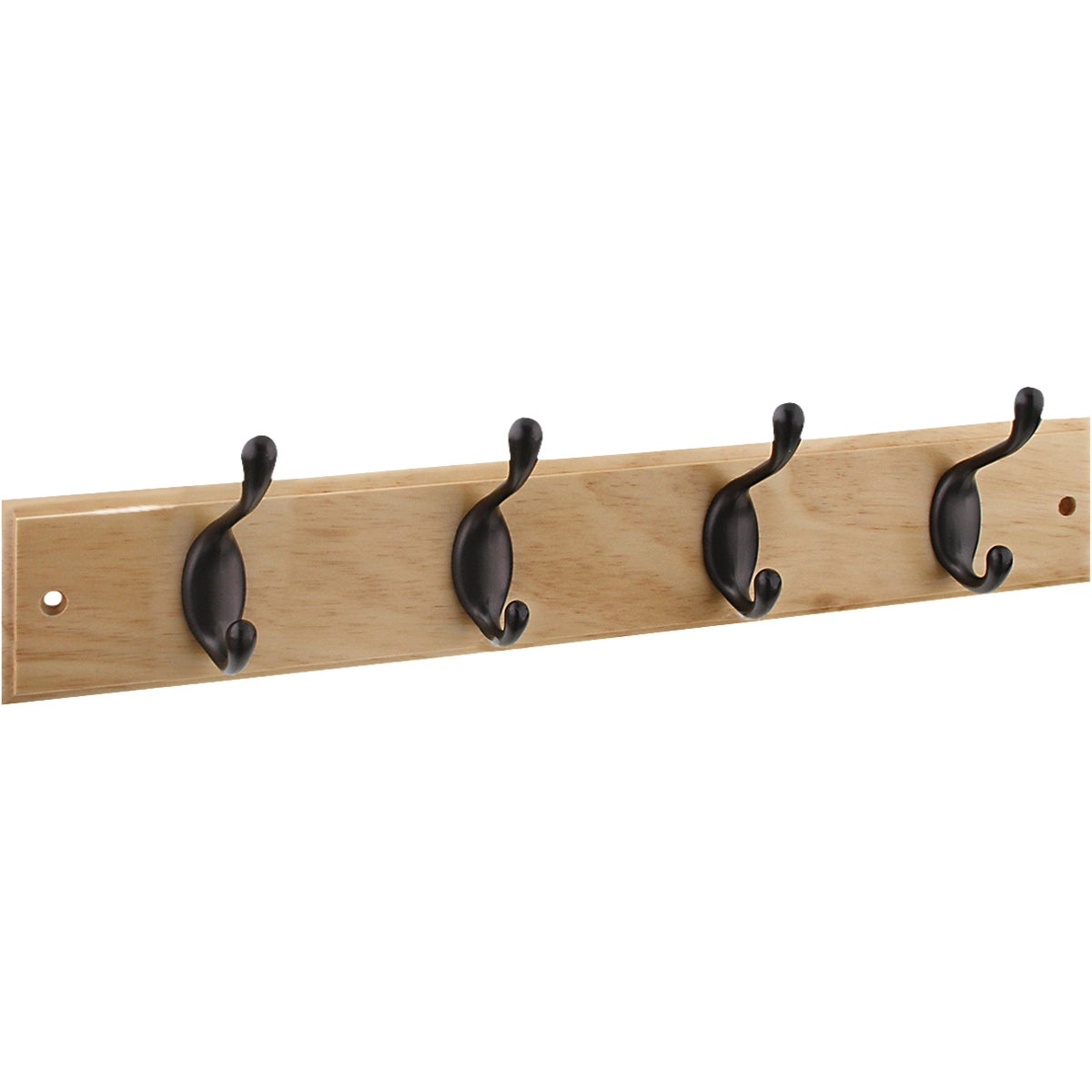 National Hardware 18 In. 4-Hook Oil Rubbed Bronze/Natural Hook Rail