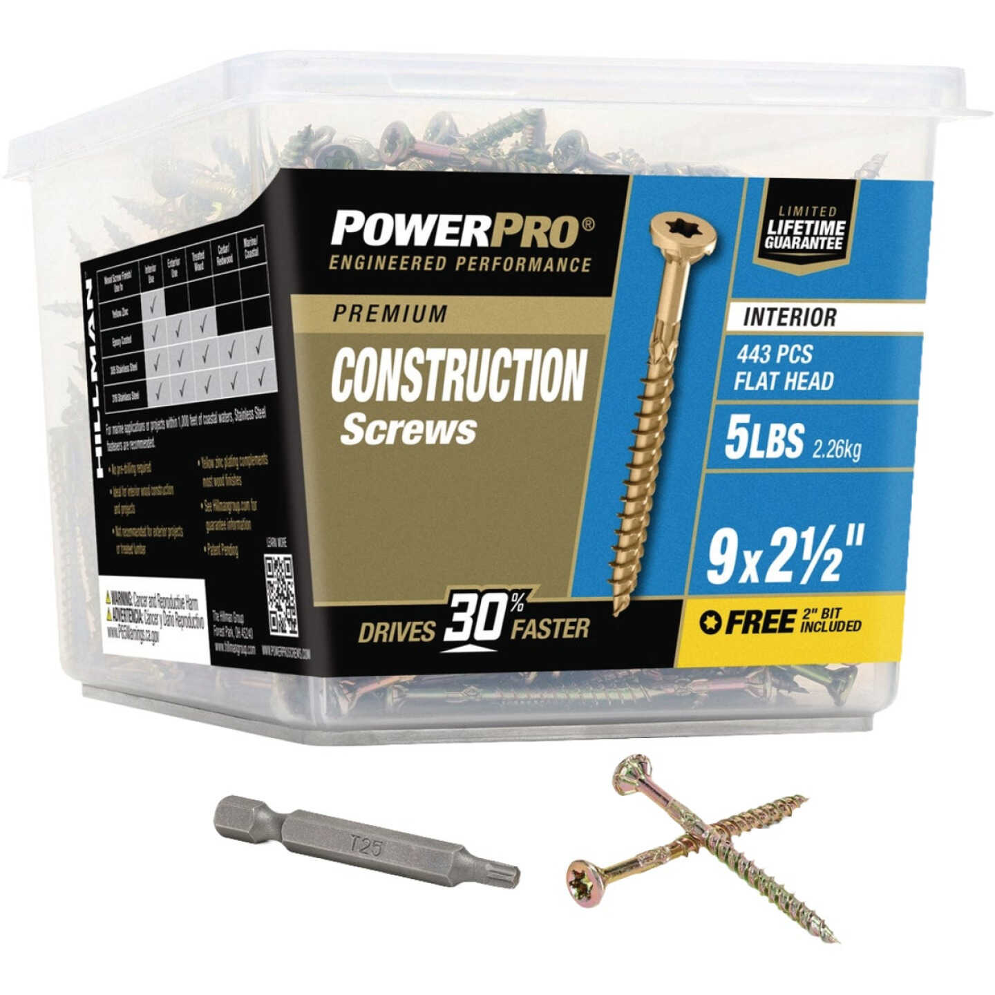 Hillman PowerPro #9 x 2-1/2 In. Premium Interior Construction Screw (443-Count) Image 1