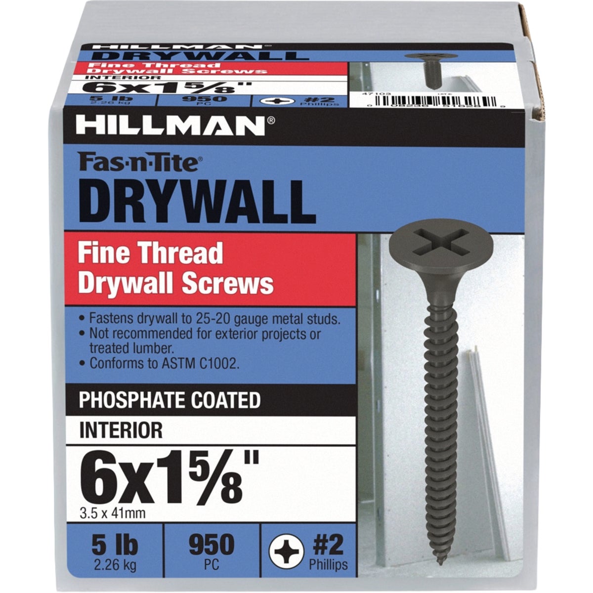 Hillman Fas-N-Tite #6 x 1-5/8 In. Fine Thread Black Phosphate Drywall Screw (950-Count) Image 2