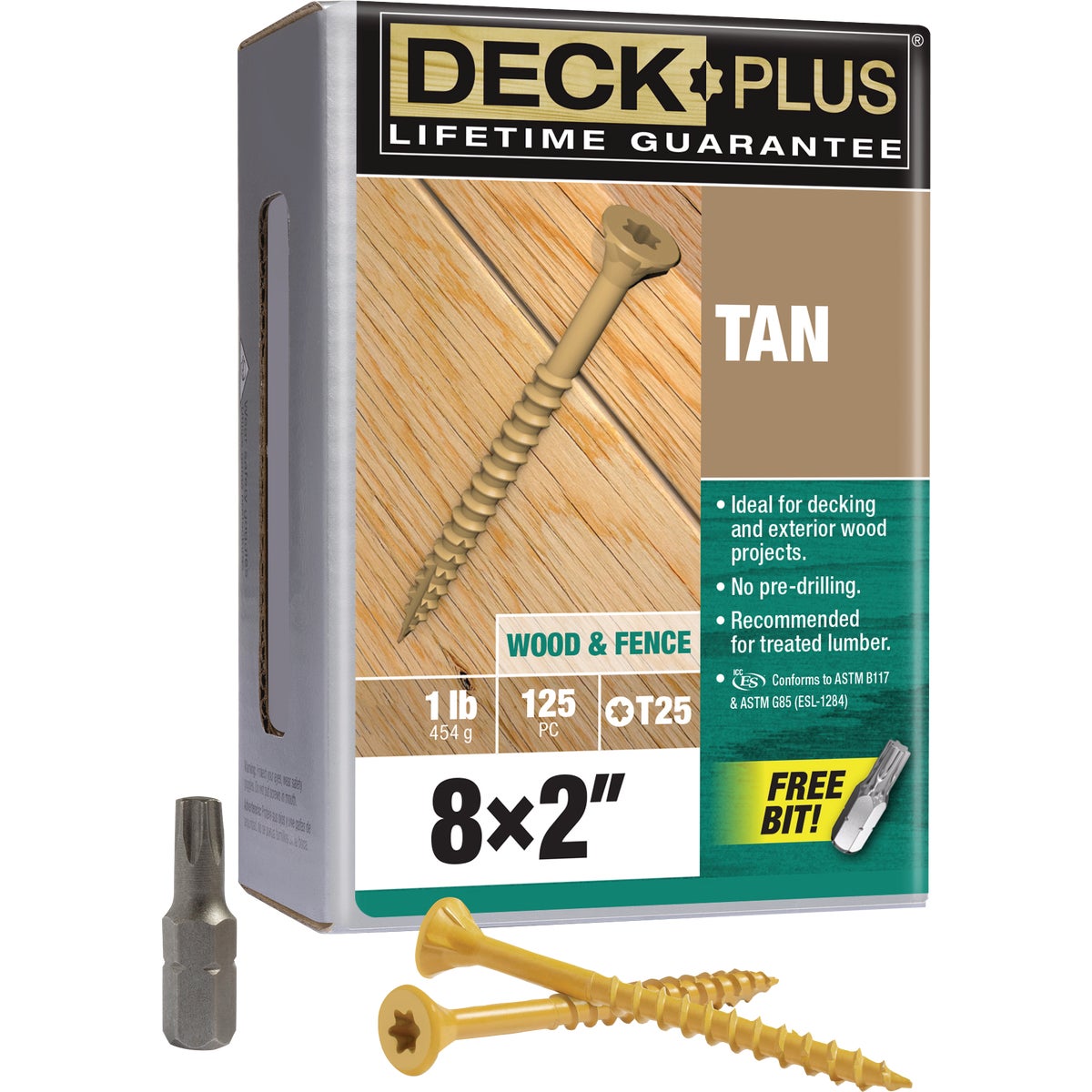 Hillman Deck Plus #8 x 2 In. Tan Deck Screw (125-Count) Image 1