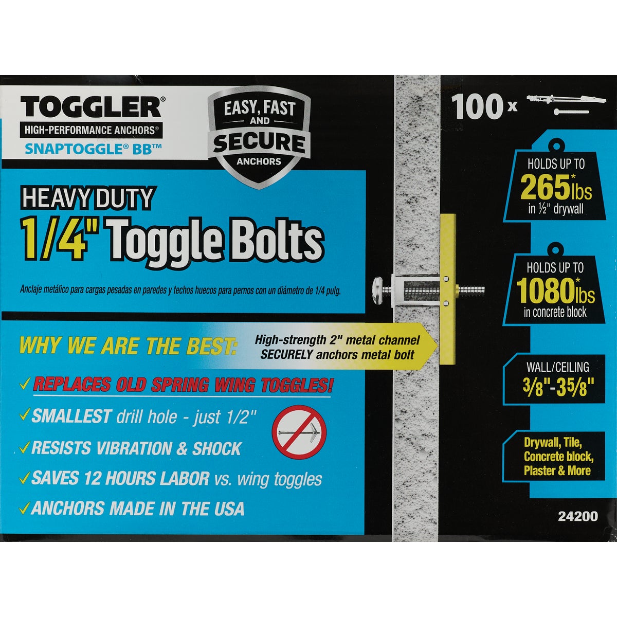 Toggler Snaptoggle 1/4-20 x 2 In. Toggle Bolt (100-Count) Image 7