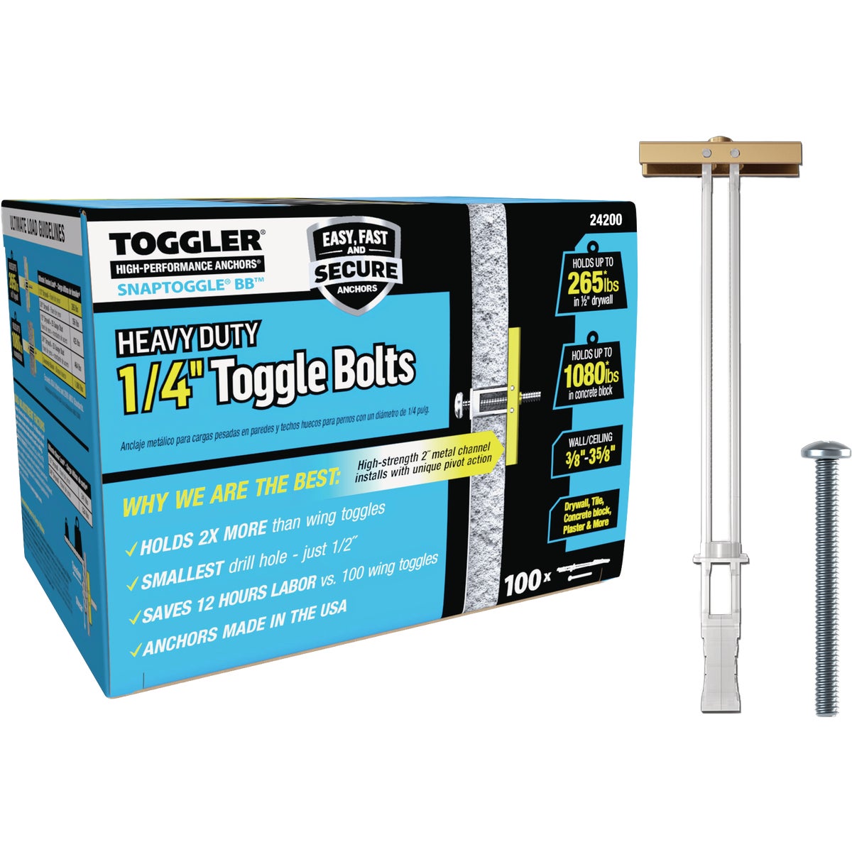 Toggler Snaptoggle 1/4-20 x 2 In. Toggle Bolt (100-Count)