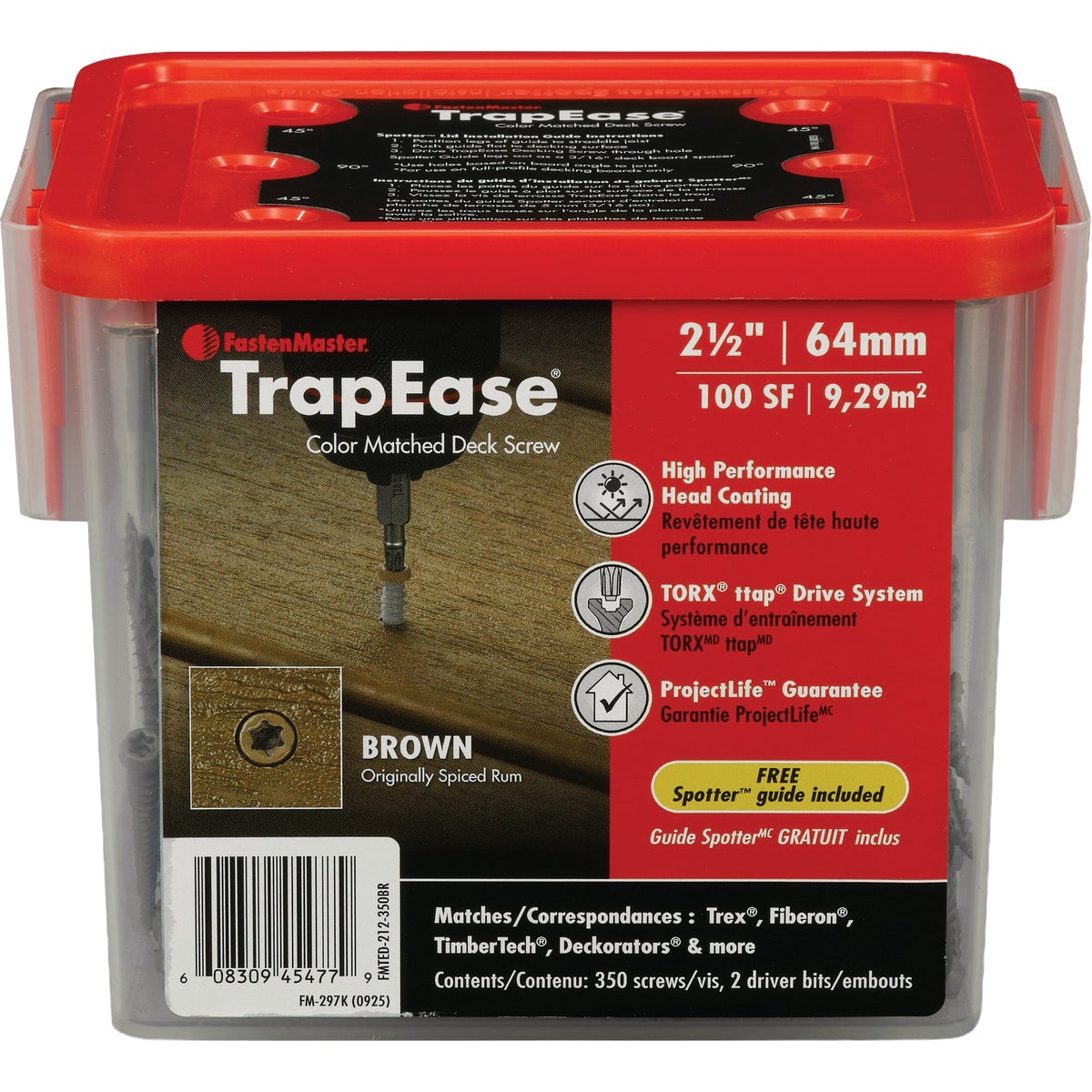 Fastenmaster TrapEase #10 x 2-1/2 In. Dark Brown Ultimate Composite Deck Screw (350-Count) Image 1