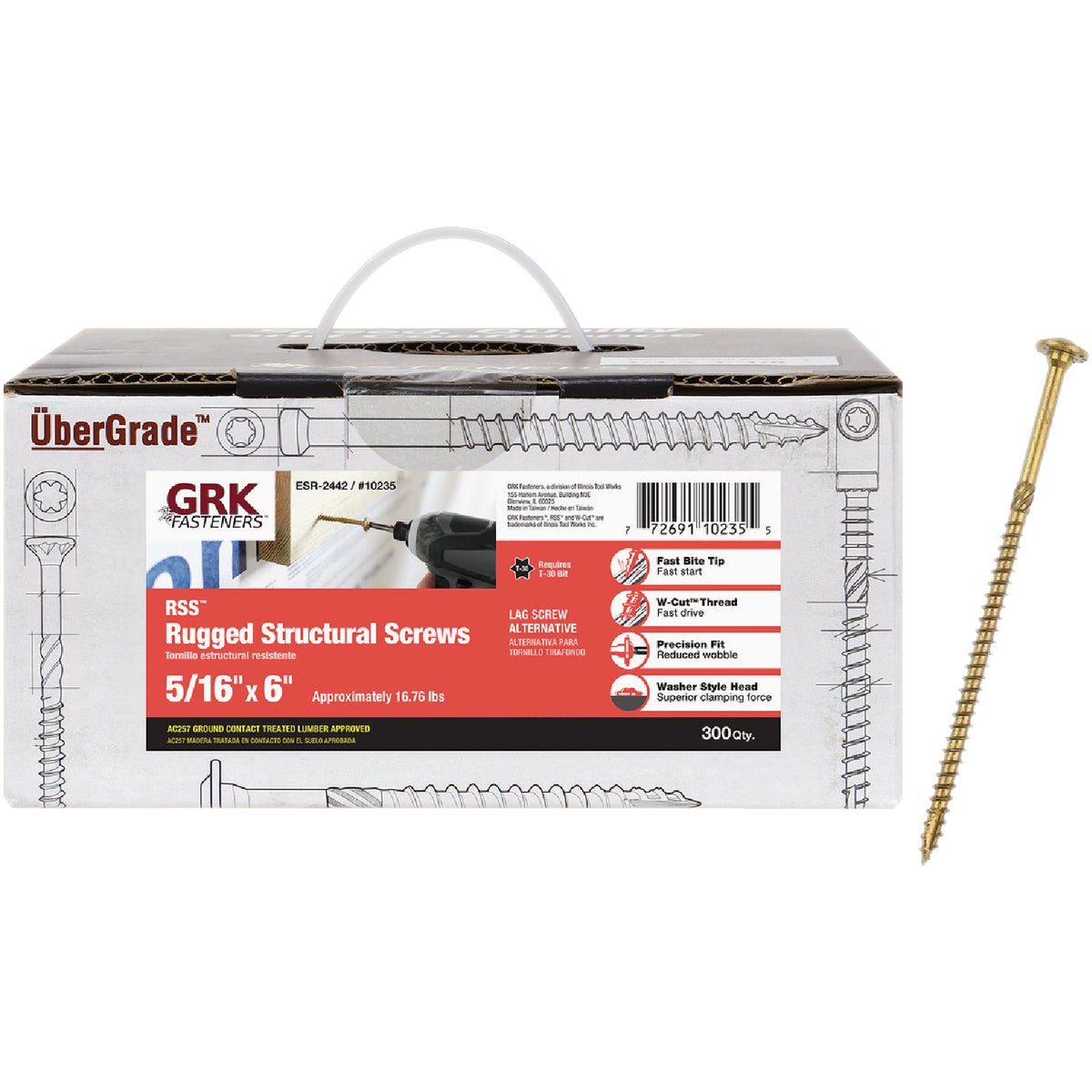 GRK RSS Rugged 5/16 In. x 6 In. Star Drive Washer-Head Structure Screw (300-Count) Image 1