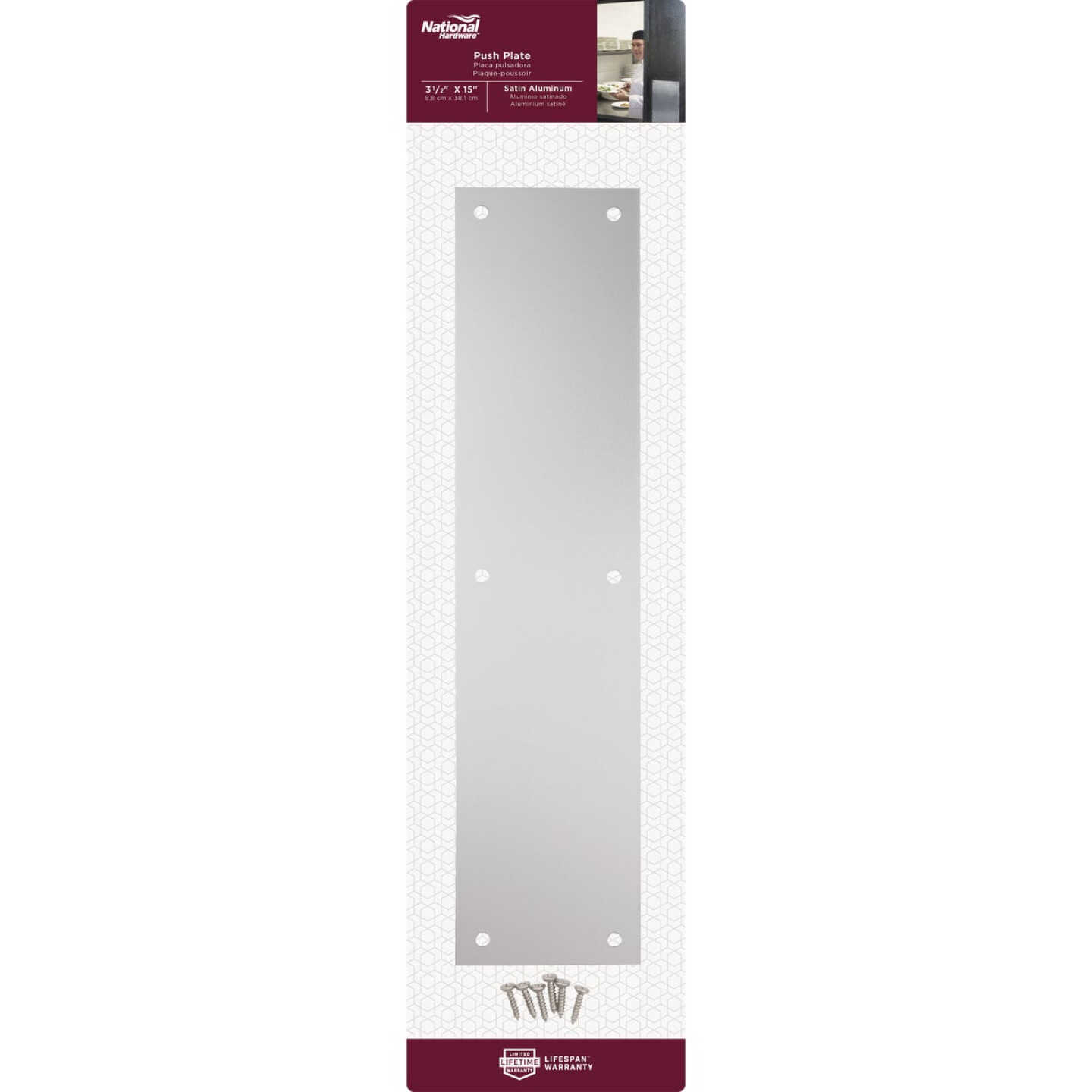 National Hardware Satin Aluminum Push Plate Image 2