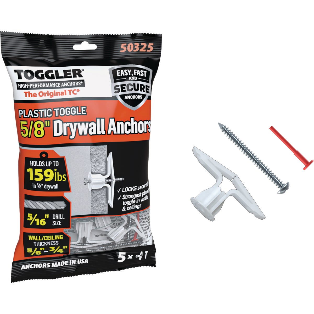 Toggler Snaptoggle #8 x 1-3/4 In. Zinc-Plated Steel Toggle Bolts (5-Count)