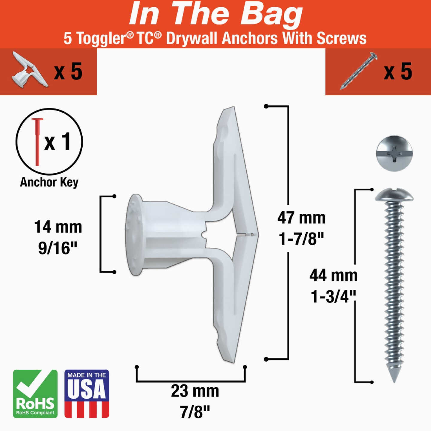 Toggler Snaptoggle #8 x 1-3/4 In. Zinc-Plated Steel Toggle Bolts (5-Count) Image 2