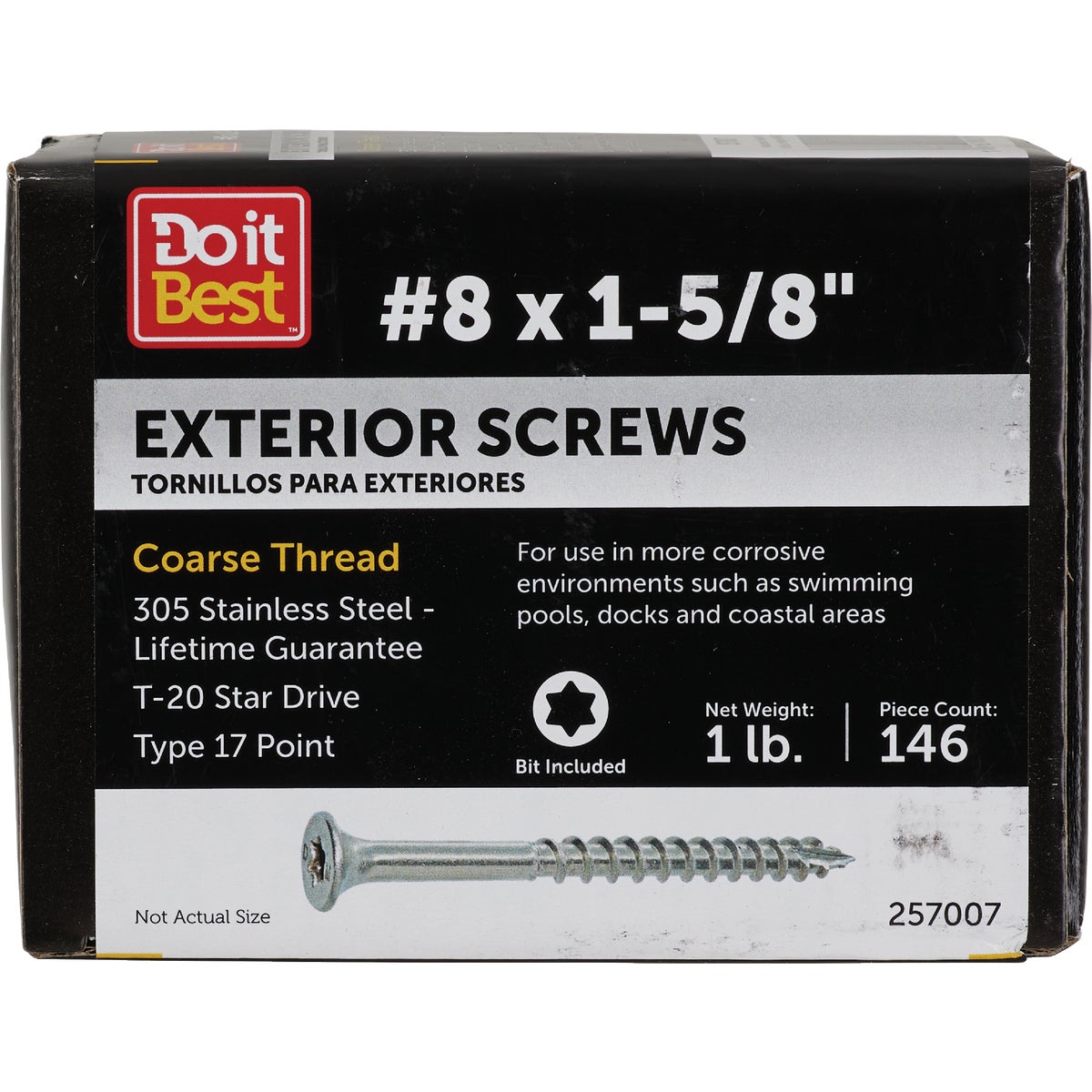 Grip-Rite PrimeGuard Max 1-5/8 In. T20 Star Drive Trim Head Stainless Steel Deck Screw (1 Lb.)