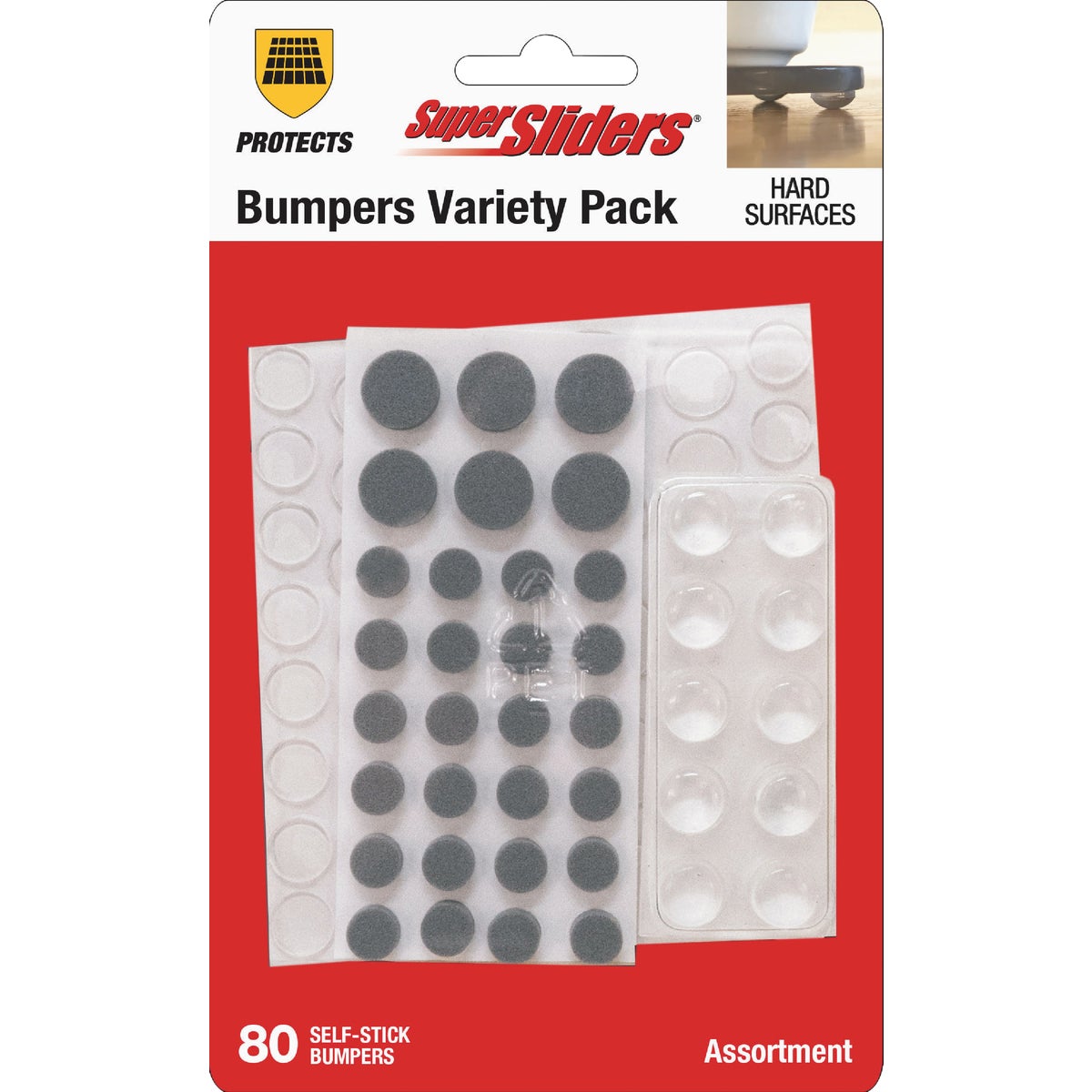 Super Sliders Furniture Wall Bumper Variety Assortment (80-Pack)