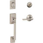 Schlage Century Satin Nickel Handleset with Single Cylinder Deadbolt & Latitude Lever Image 1