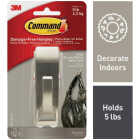 Command Large Modern Reflections Metal Hook, Brushed Nickel, 1 Hook, 2 Strips Image 1